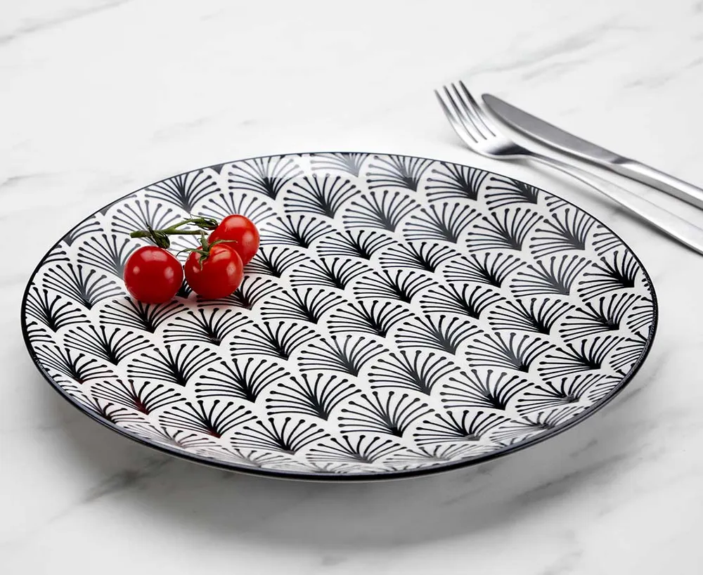 Stokes Peacock Dinner Plate, Black and White St. Vital Centre