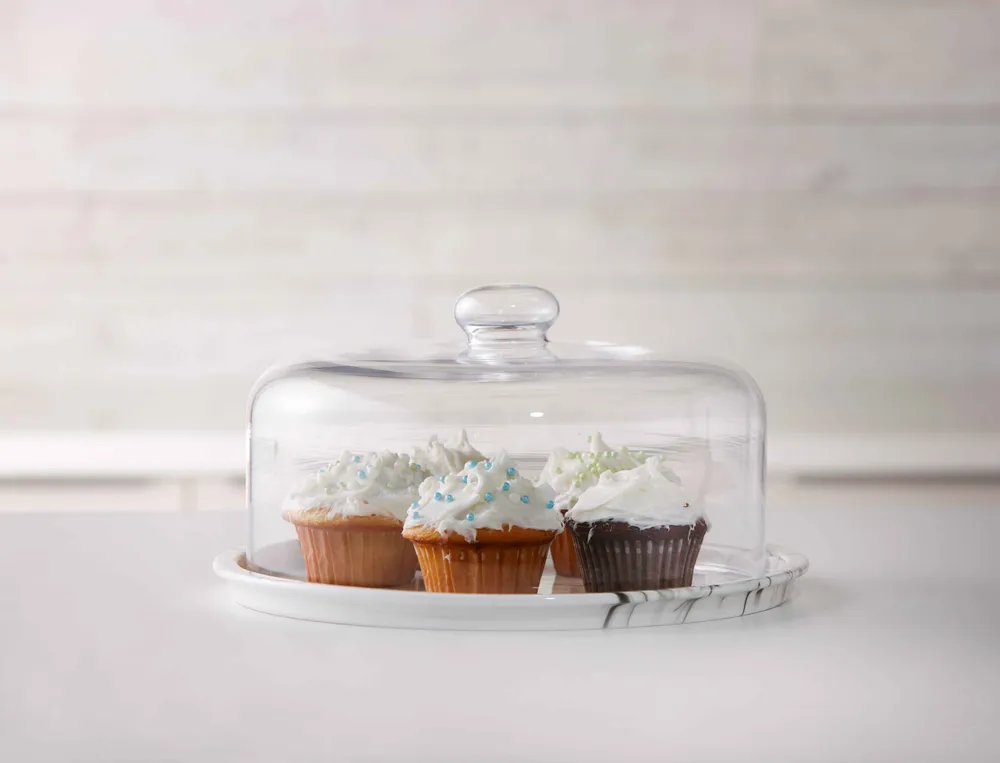 Stokes Marble Cake Plate Glass Dome 29.5 cm Halifax Shopping