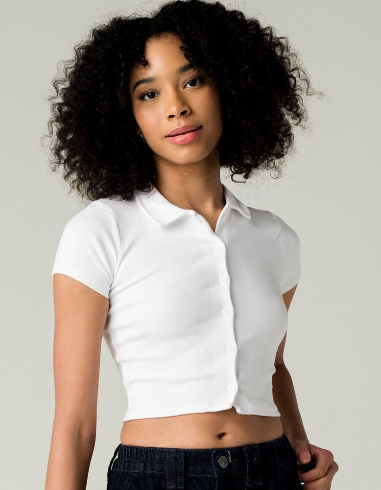 White cropped polo shirt hotsell