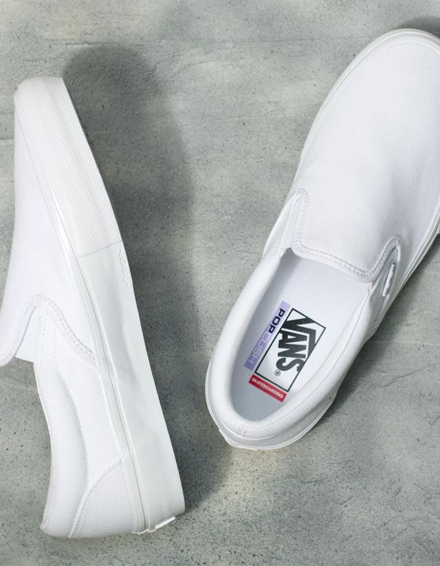 Vans tumble slip on shop white leather