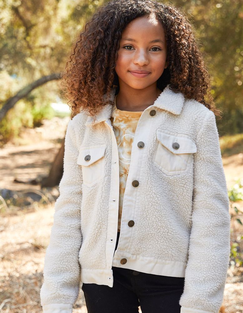 RSQ Sherpa Girls Cream Trucker Jacket Vancouver Mall