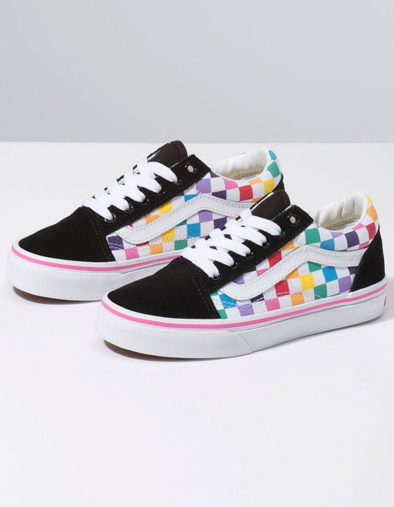 Rainbow checkerboard vans girls shop