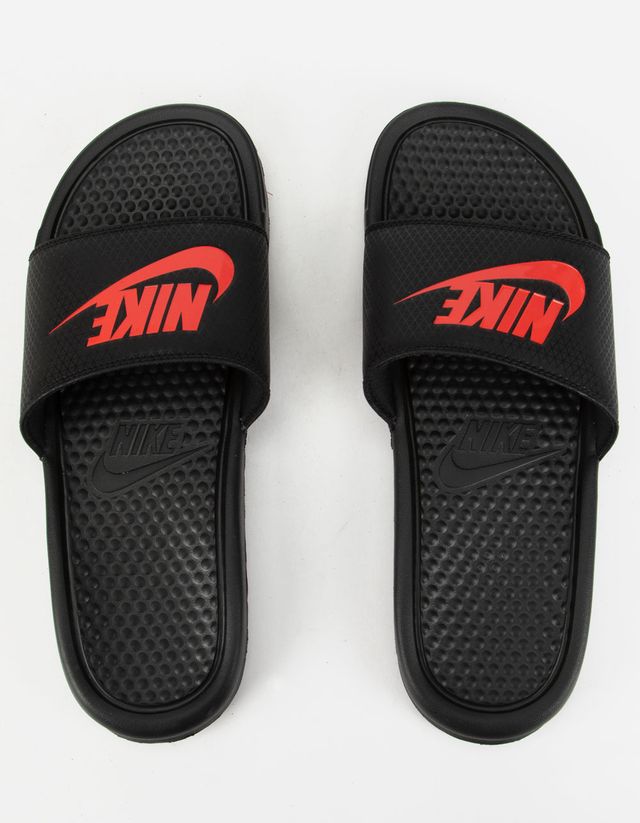 Nike benassi slides deals black and red