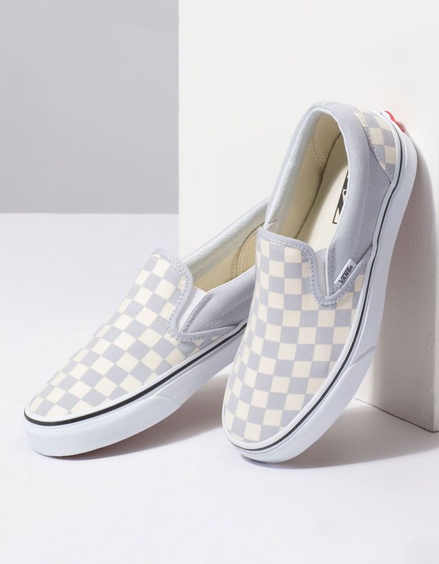 Grey and white slip on vans deals