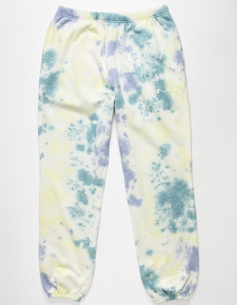 Champion yellow top and blue sweatpants