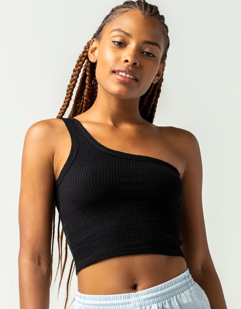 One shoulder 2025 black tank top
