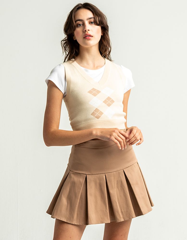 Khaki pleated tennis skirt discount