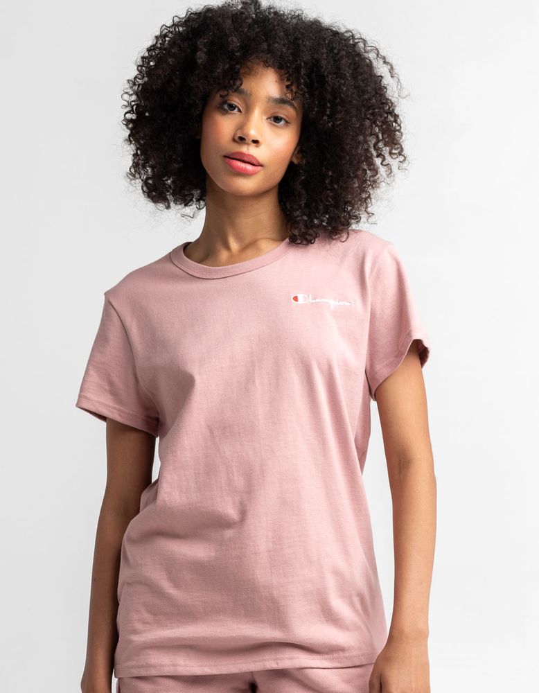 CHAMPION Script Logo Pink Oversized Tee CoolSprings Galleria