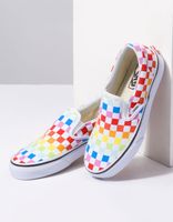 Vans rainbow clearance checkerboard slip ons