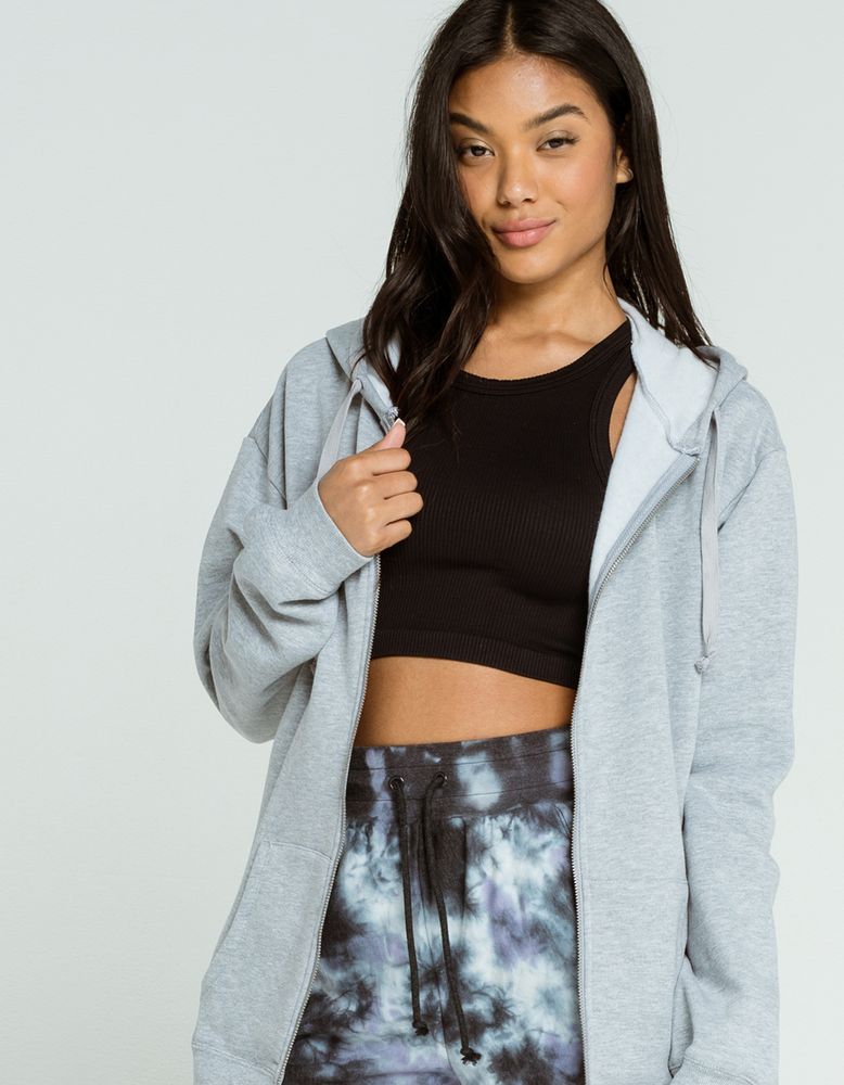 FULL TILT Heather Gray Oversized Zip Hoodie CoolSprings Galleria