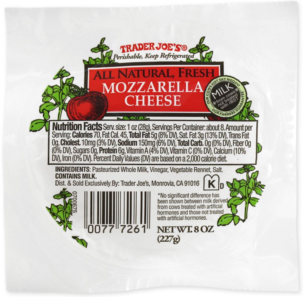 Trader Joes All Natural Fresh Mozzarella Cheese The Summit