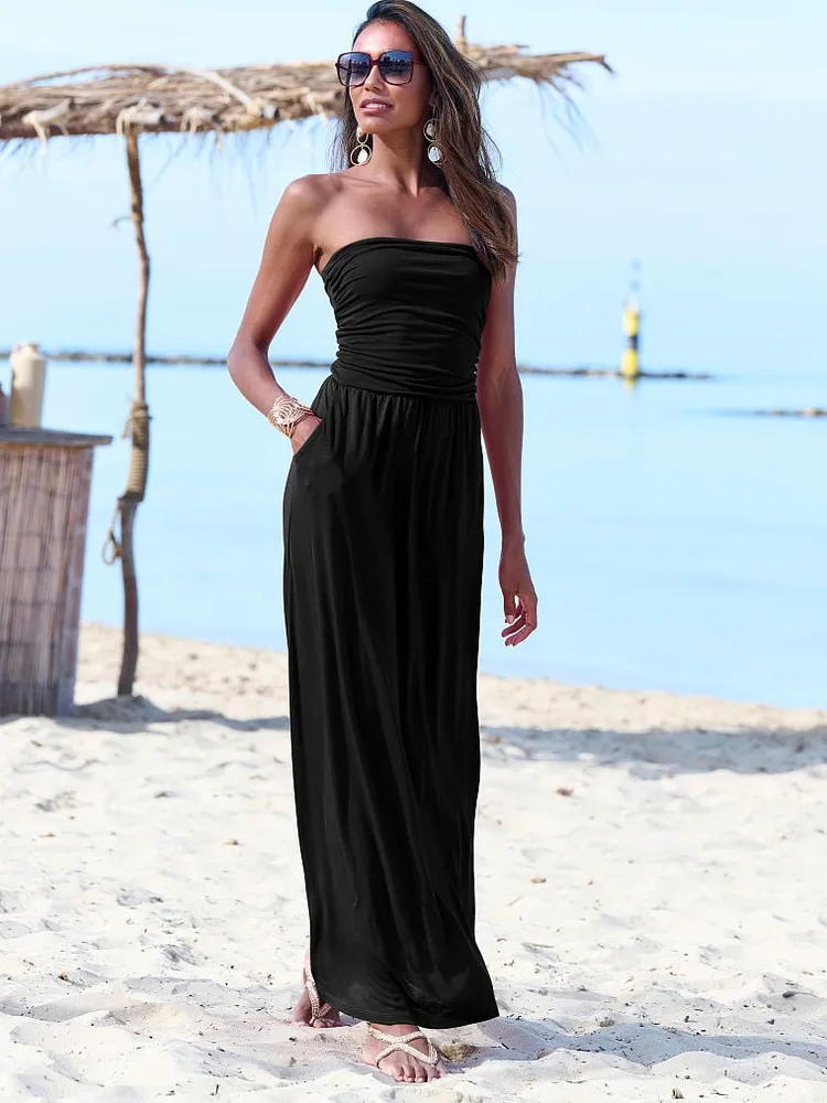 mavis Strapless Large Hemline Maxi Dress