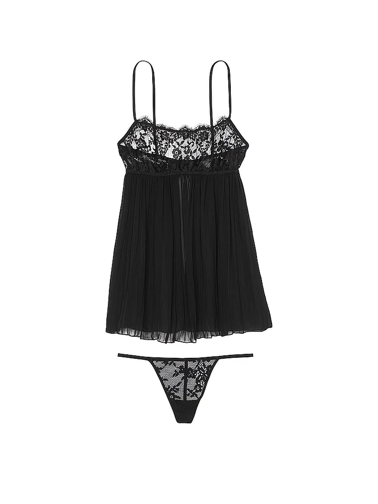 VS Dare to Dream Lace Pleated Babydoll Set at Hamilton Place in