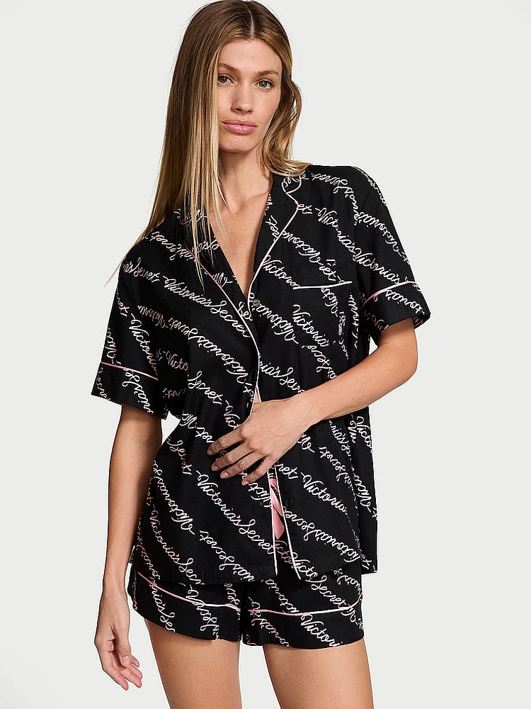 Flannel short pj set top