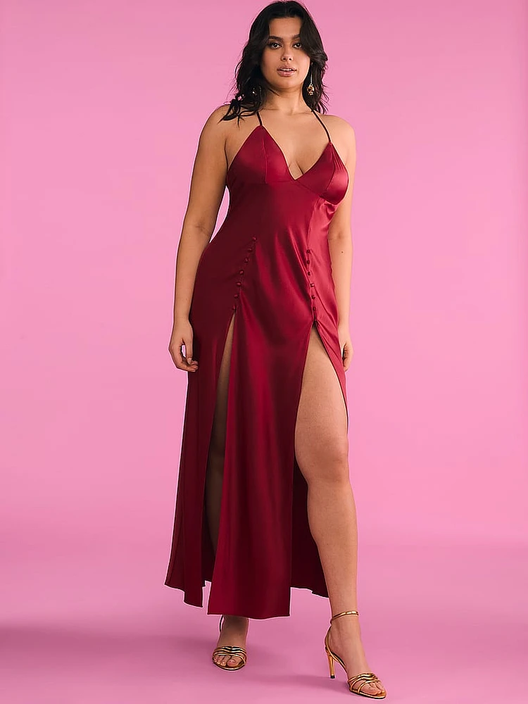 VS Satin Plunge High-Leg Long Slip Dress | Mission Valley