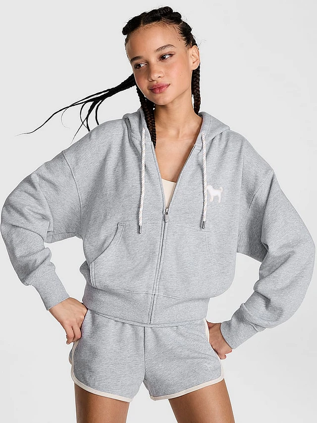 PINK Ivy Terry Shrunken Full-Zip Hoodie | MainPlace Mall