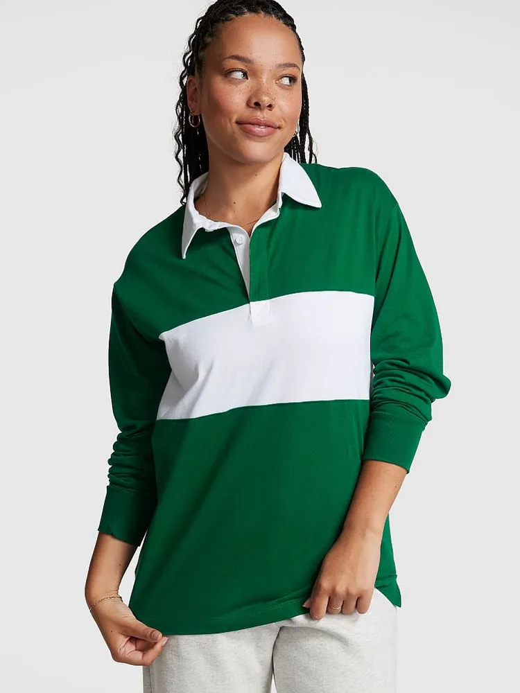 PINK Cotton Long Sleeve Rugby T Shirt Westland Mall