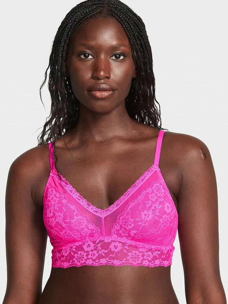 Victoria secret pink lace bralette hotsell