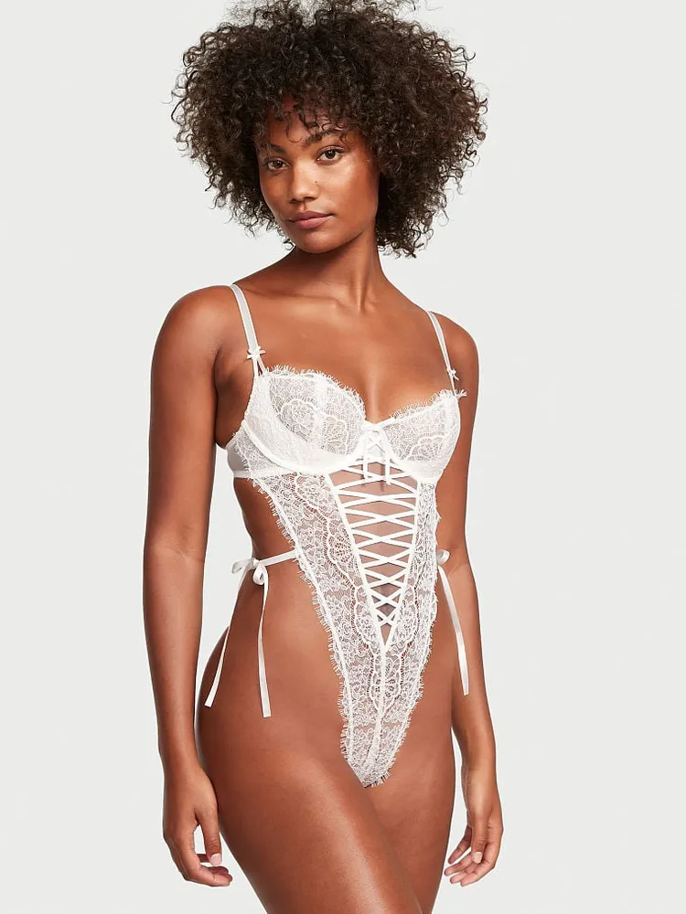 White lace bodysuit with on sale skirt