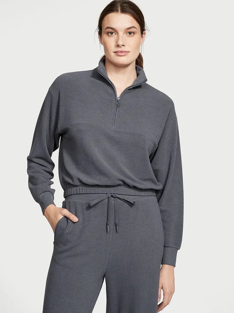 Vs Double Waffle Knit Half Zip Mock Neck Pullover CoolSprings