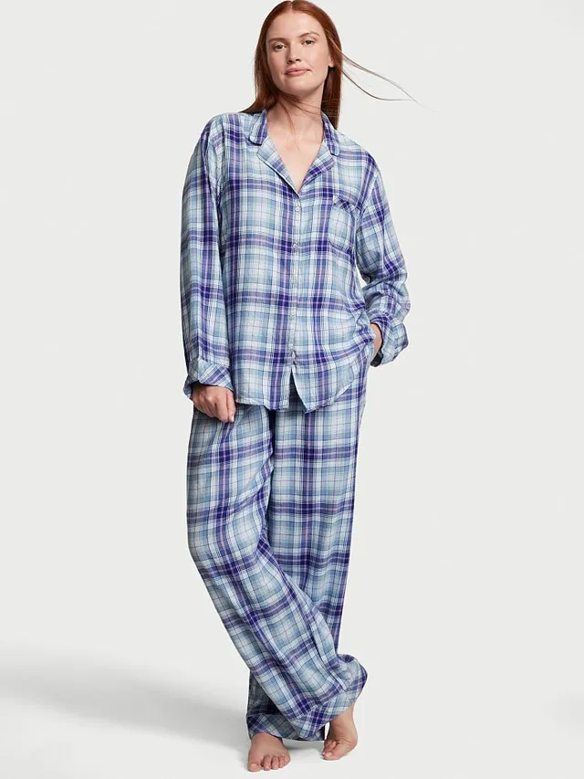 Shimmer flannel top long pj set