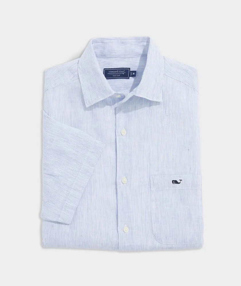 Vineyard Vines Linen Short Sleeve Stripe Shirt The Summit at