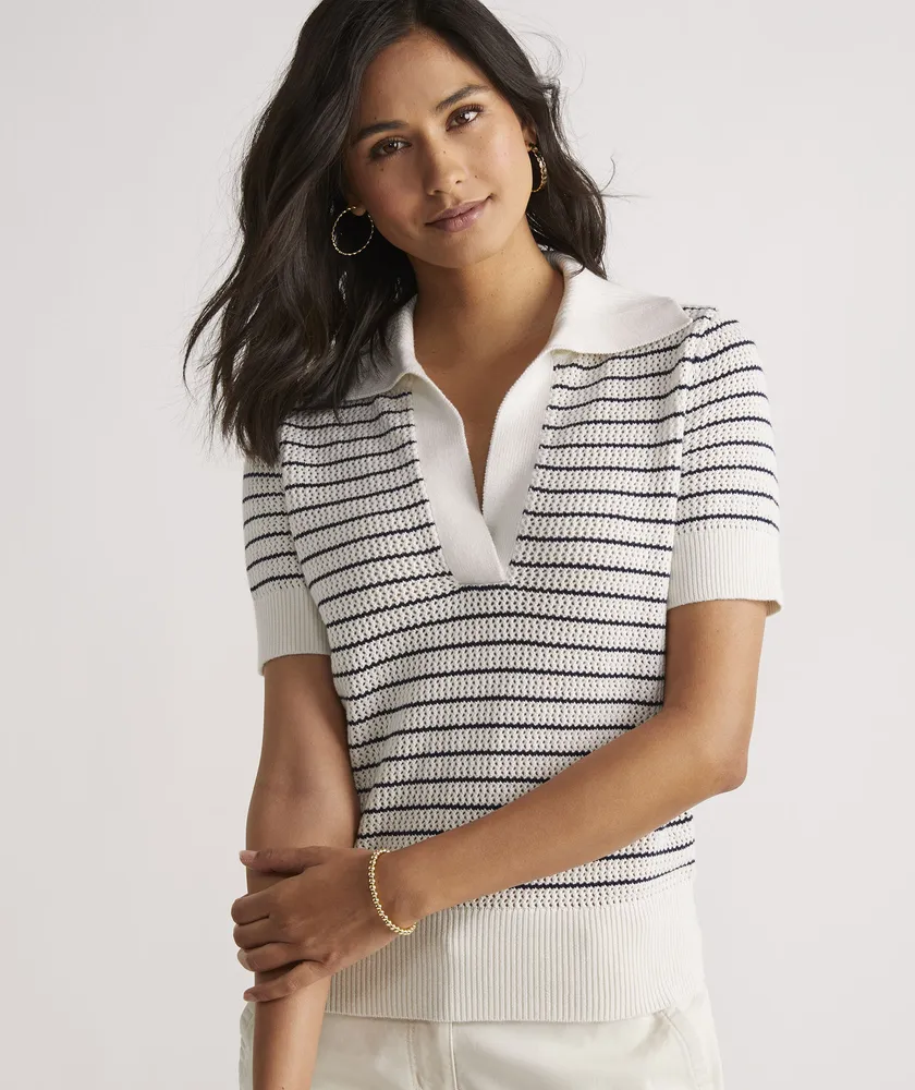 Short sleeve polo sweater top