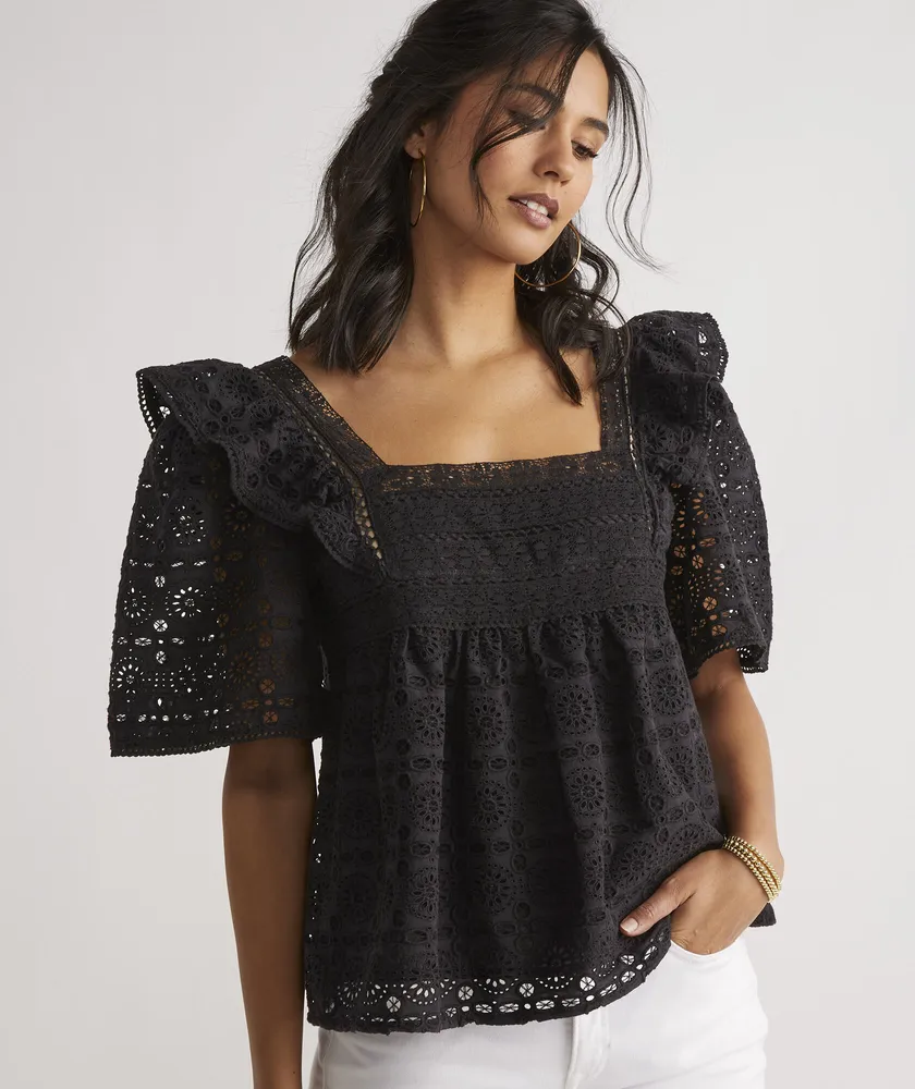 Eyelet ruffle top 2025