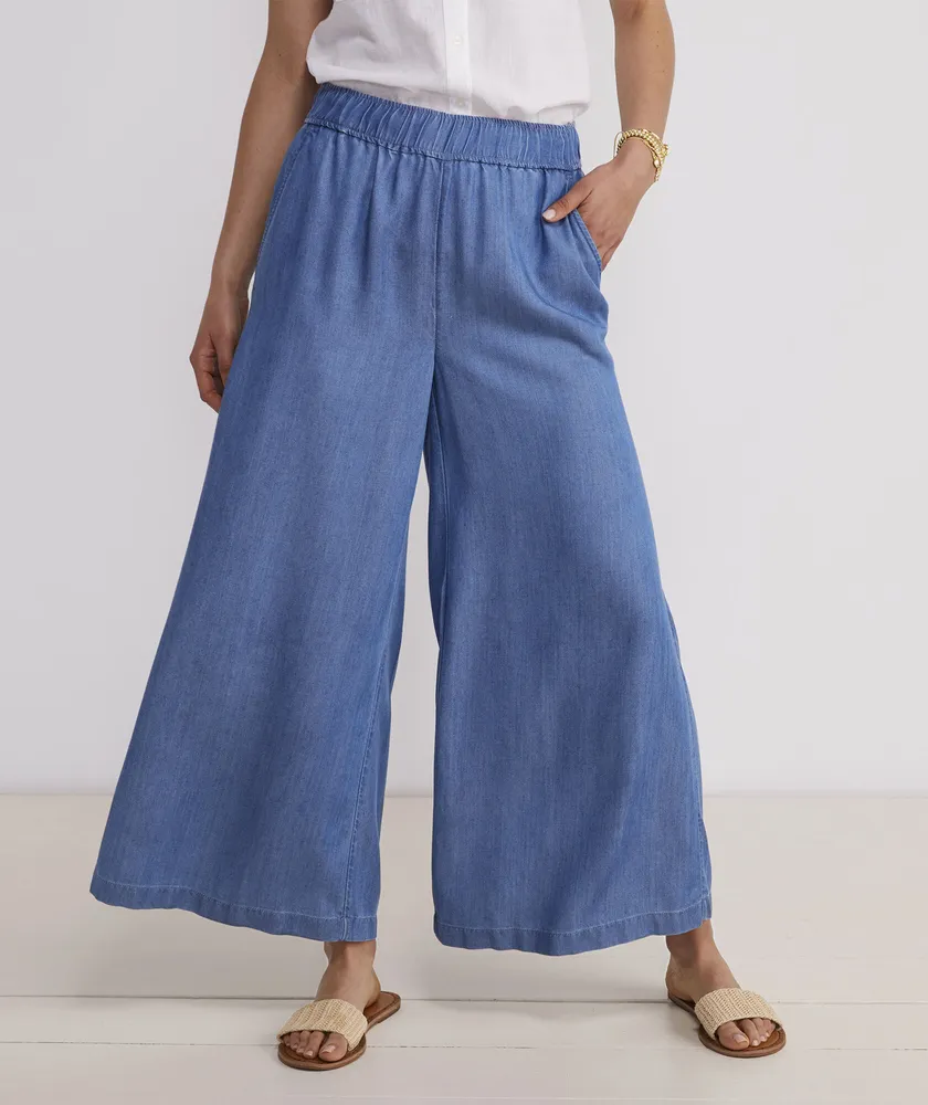 Chambray pants top wide leg