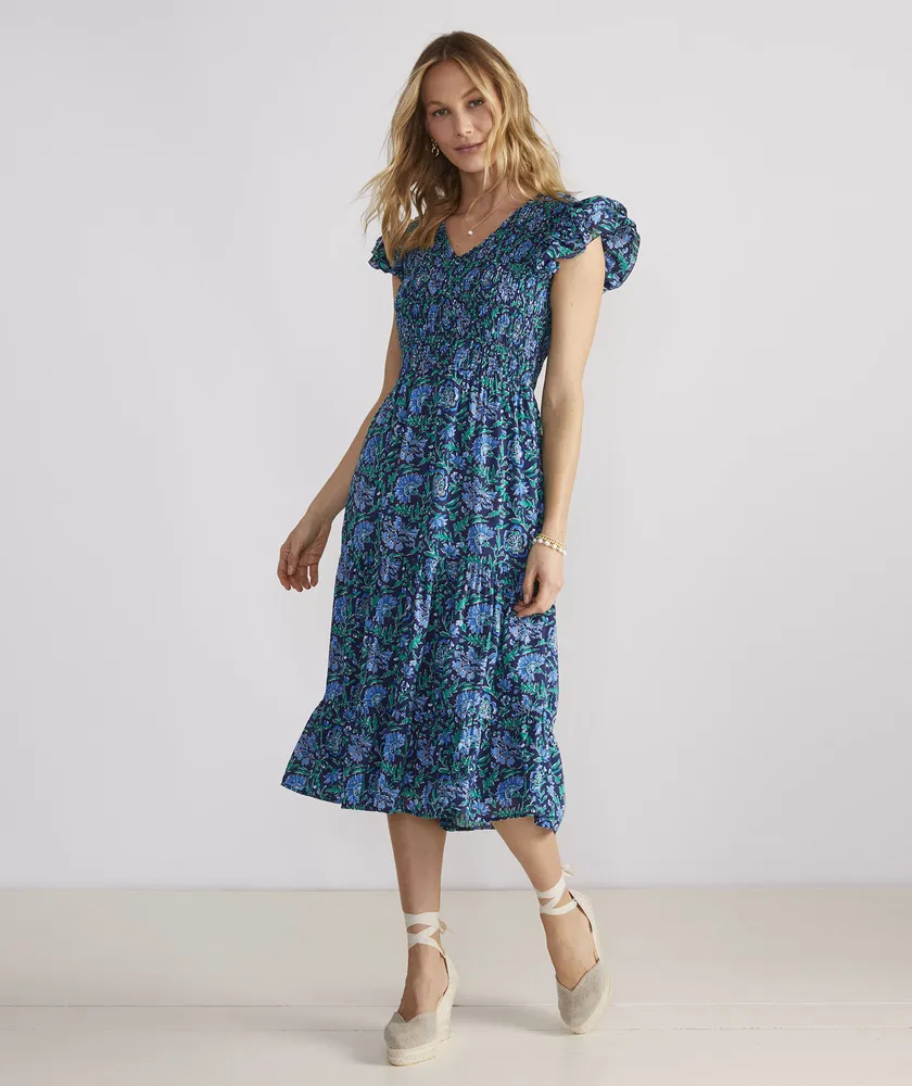 Vineyard Vines Floral Smocked V Neck Maxi Dress The Summit at