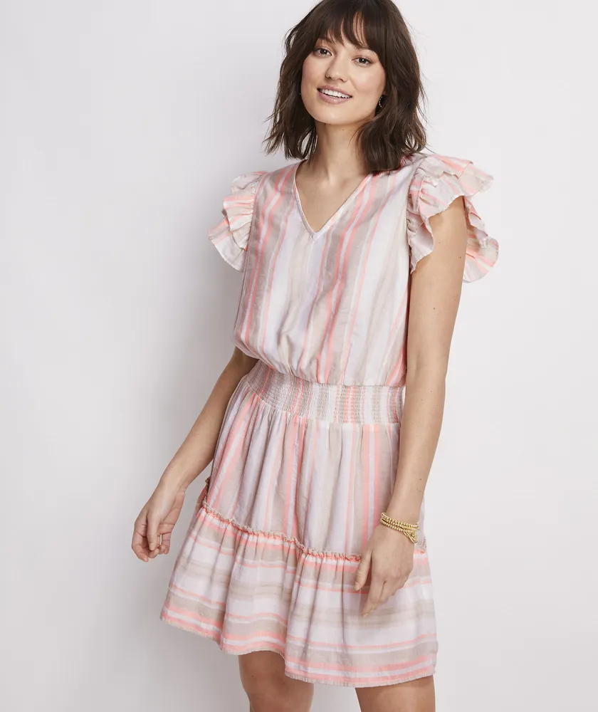 Vineyard Vines Striped V Neck Smocked Dress The Summit at Fritz Farm