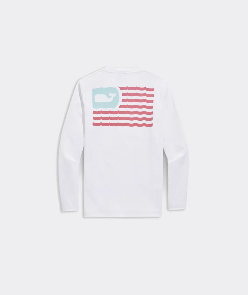 Vineyard Vines Boys Waving Flag Long Sleeve Harbor Performance