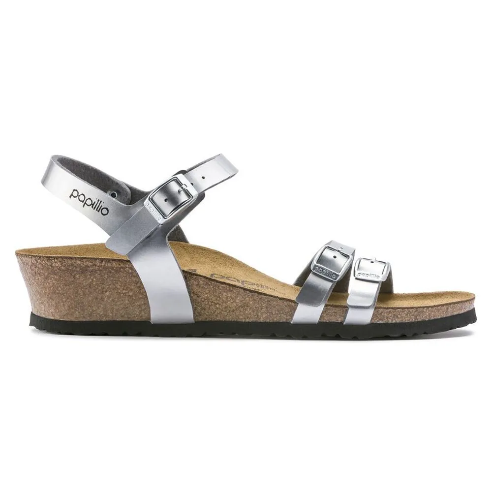 Papillio Lana Birko Flor Silver Wedge Sandal Bramalea City Centre