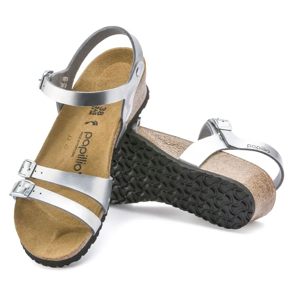 Papillio Lana Birko Flor Silver Wedge Sandal Bramalea City Centre