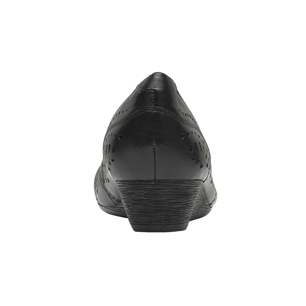Rockport Judson Black Perforated Leather Wedge Pump Bramalea