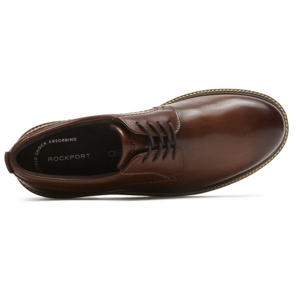 Rockport Marshall Dark Brown Leather Plain Toe Oxford Dress Shoe