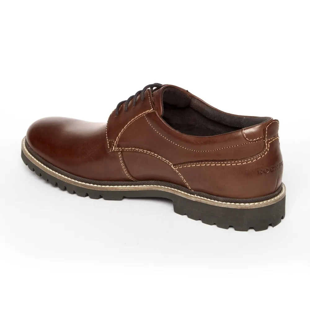Rockport Marshall Dark Brown Leather Plain Toe Oxford Dress Shoe
