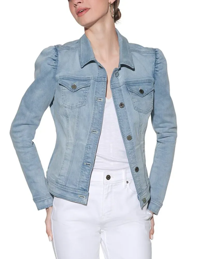 Blue jean jacket store with puff shoulders