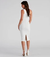 Alessandra Formal One Charming Shoulder Midi Dress