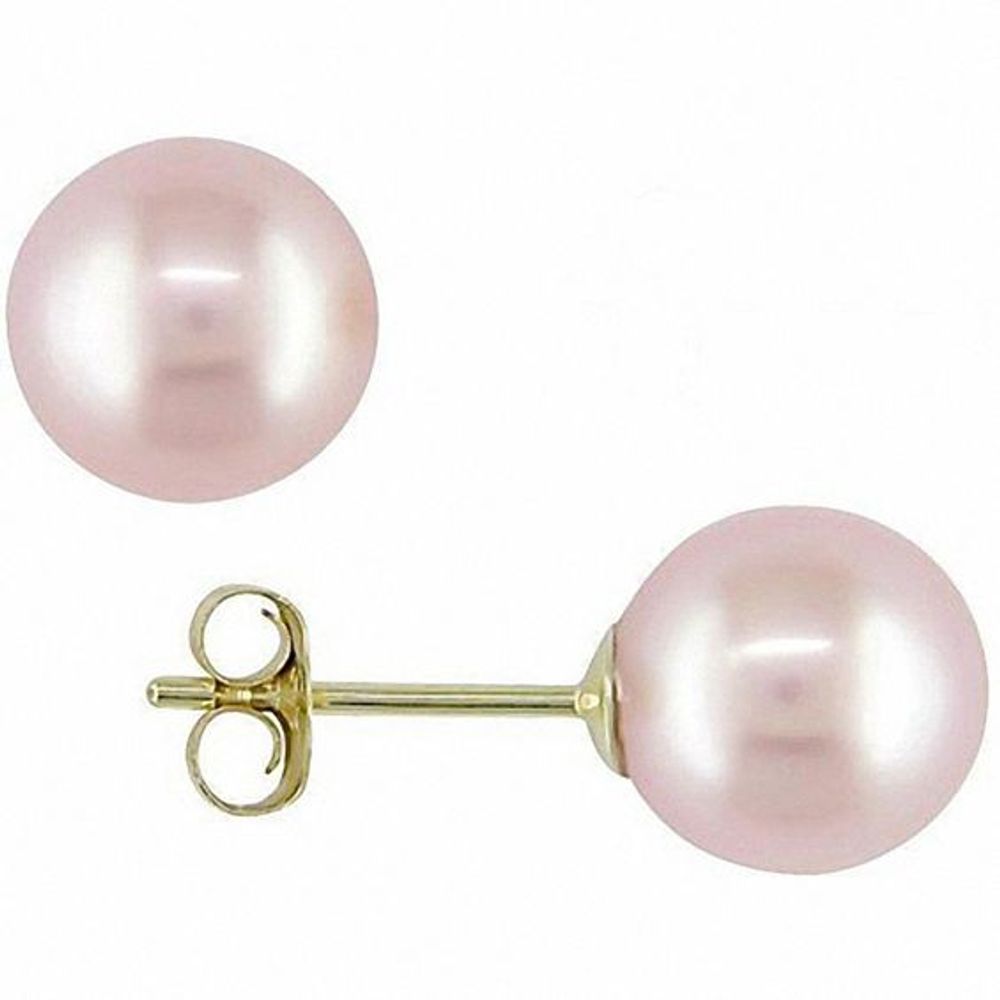 Pink cultured pearl deals earrings