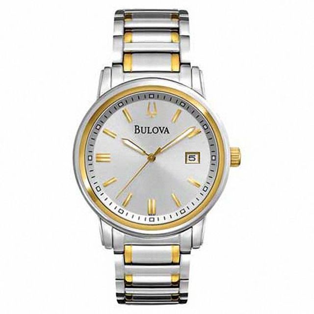 Bulova Classic Two-Tone sale Steel Silver Diamonds Dial Quartz Mens Watch 98D125