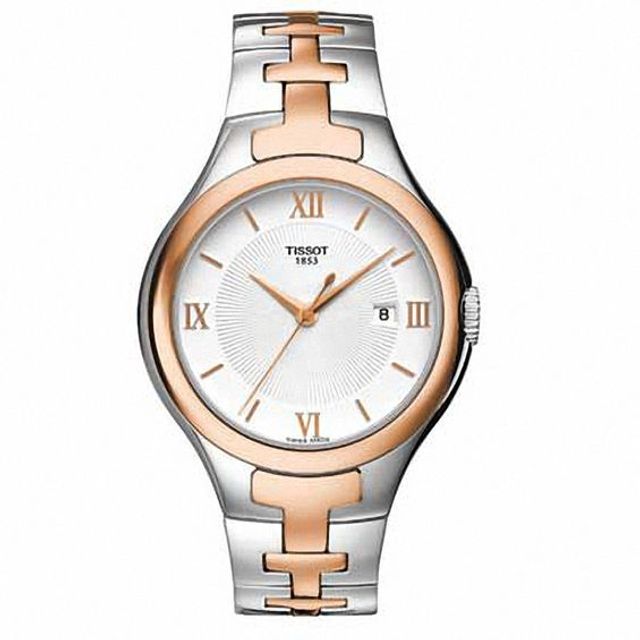 Zales Ladies Tissot T10 Two Tone Watch with Silver Tone Dial