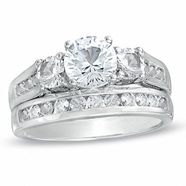 White sapphire sterling silver bridal deals set