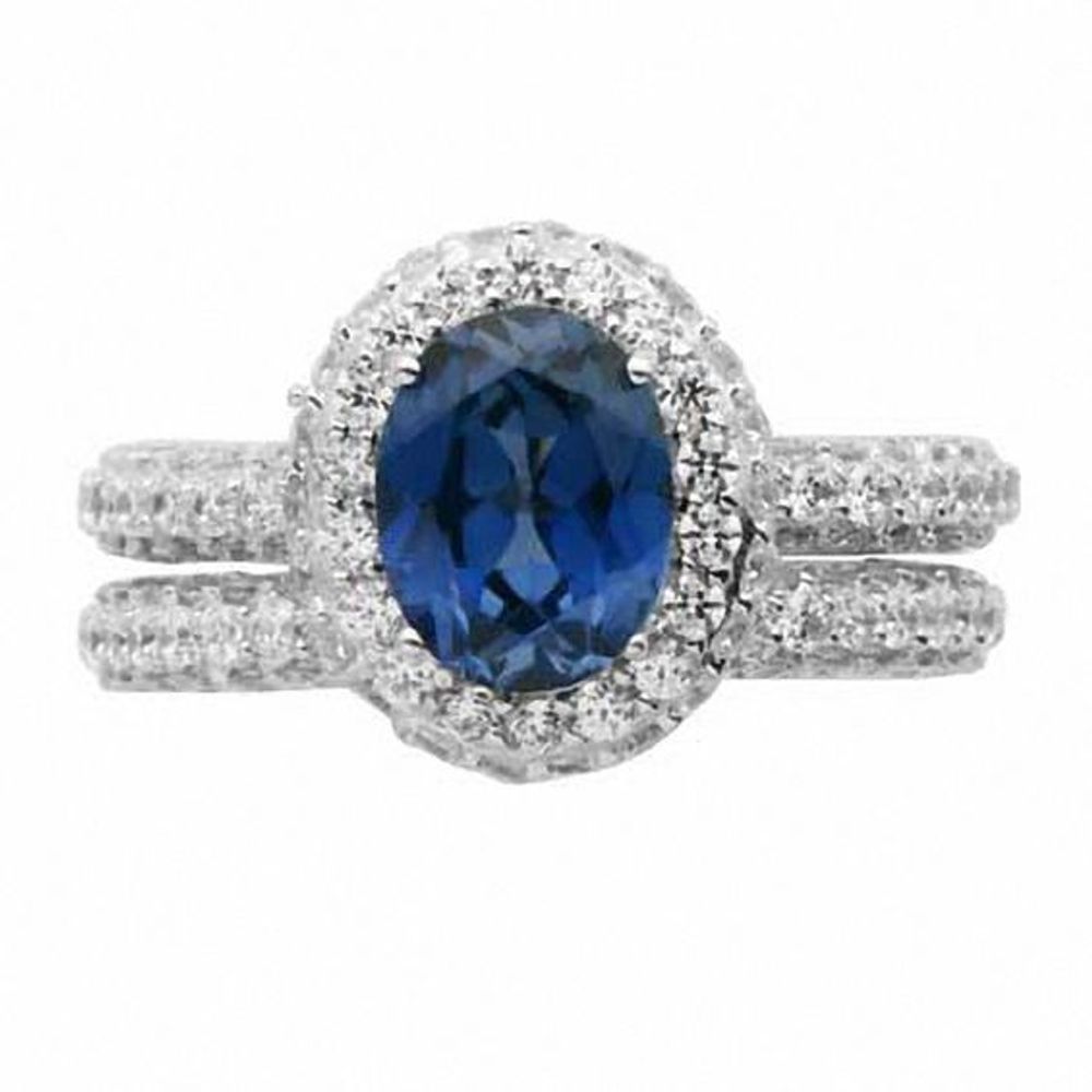 Blue sapphire on sale bridal set