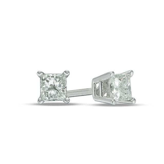 Princess cut diamond studs on sale 14k white gold