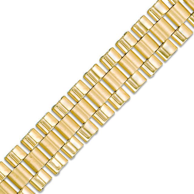 Zales Men s Triple Row Link Chain Bracelet in 10K Gold 8.5