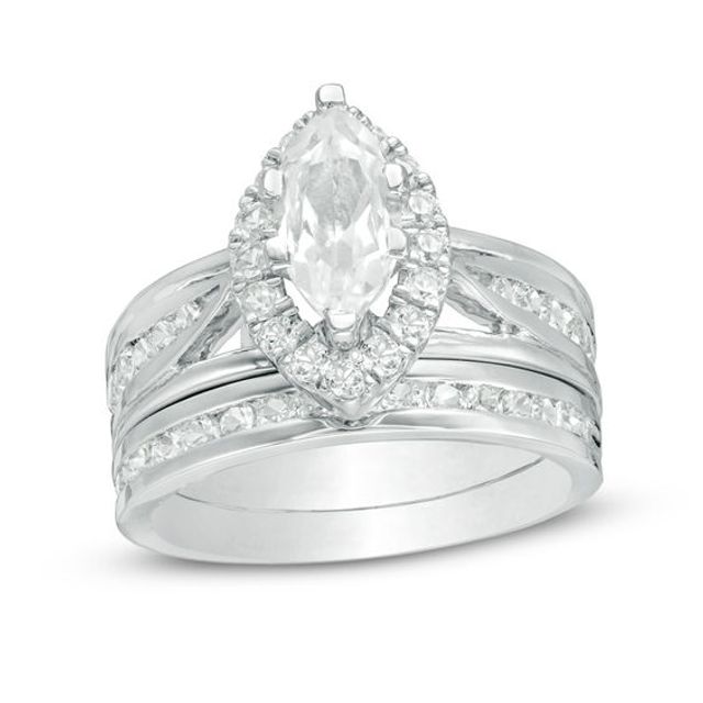 Created white sapphire deals bridal set