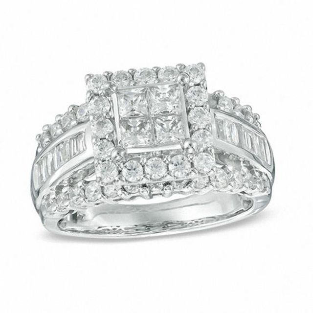 Four princess cut hot sale diamonds together